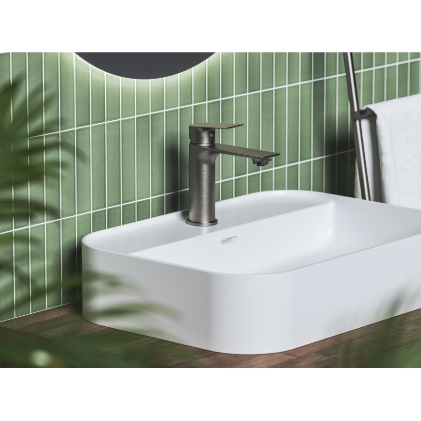 Ravak X070652 - PLAN 16.8 cm Basin Mixer, Brushed Graphite