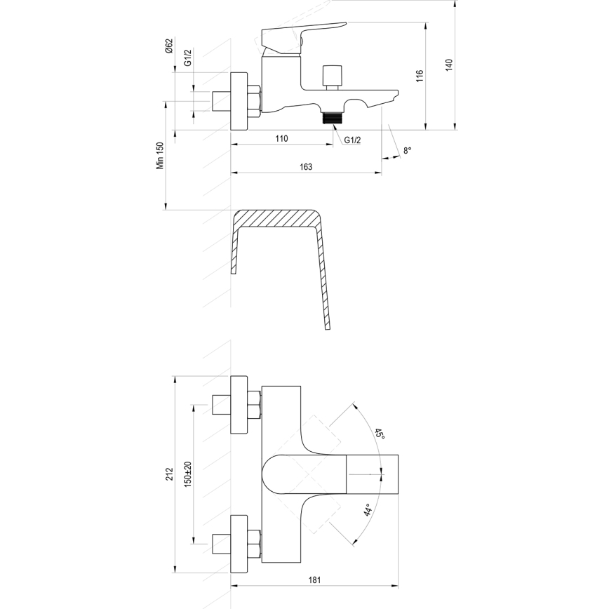 Ravak X070654 - PLAN bath faucet brushed graphite