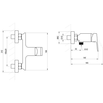 Ravak X070655 - PLAN Shower Mixer, Brushed Graphite