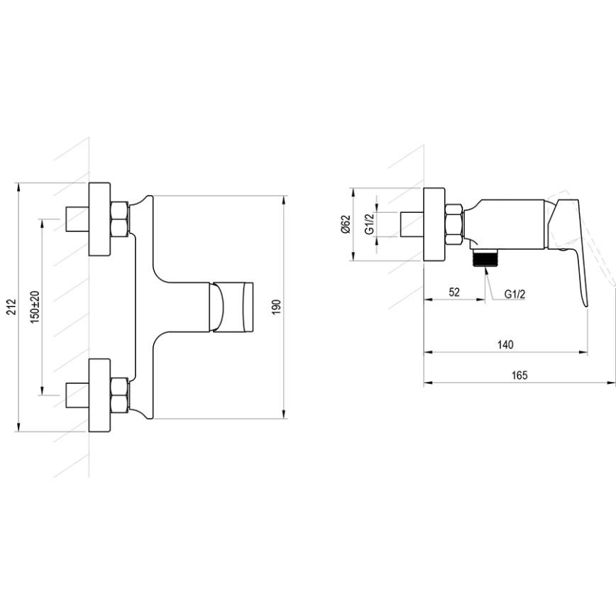 Ravak X070655 - PLAN Shower Mixer, Brushed Graphite
