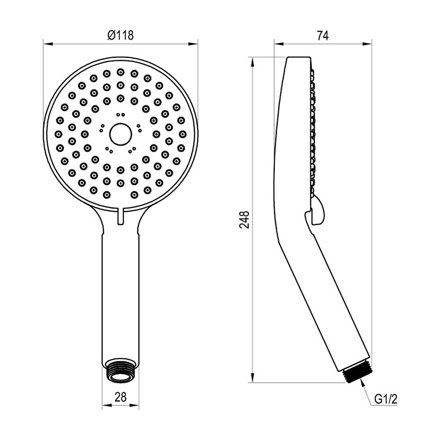 Ravak X07P009 - FLAT Hand Shower, Polished Chrome