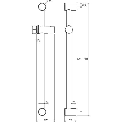 Ravak X07P012 - 66.5 cm Shower Rail, Polished Chrome Finish