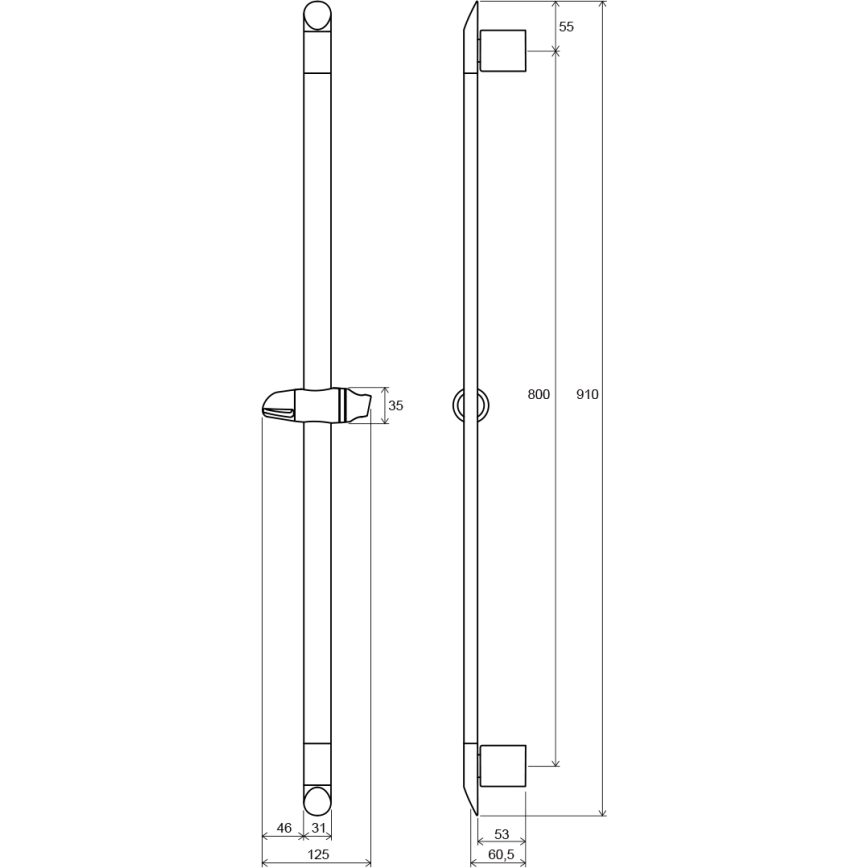 Ravak X07P014 - Shower rail 91 cm polished chrome