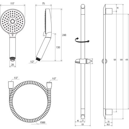 Ravak X07P177 - Polished chrome shower set