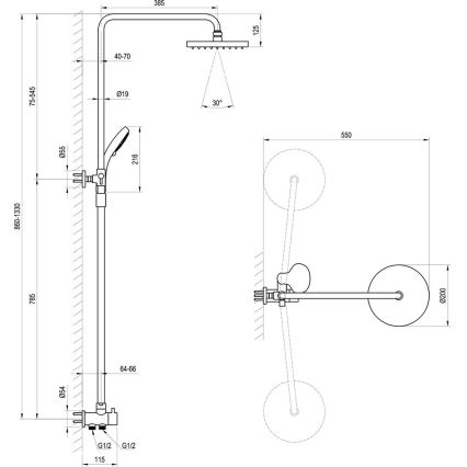 Ravak X07P232 - Shower set in polished chrome