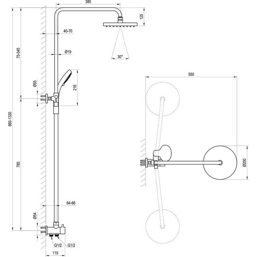 Ravak X07P232 - Shower set in polished chrome