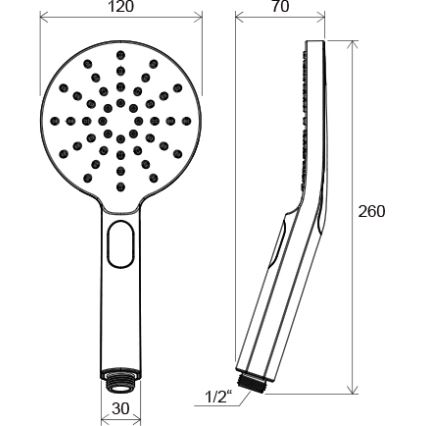 Ravak X07P233 - FLAT Push-Button Hand Shower, Polished Chrome