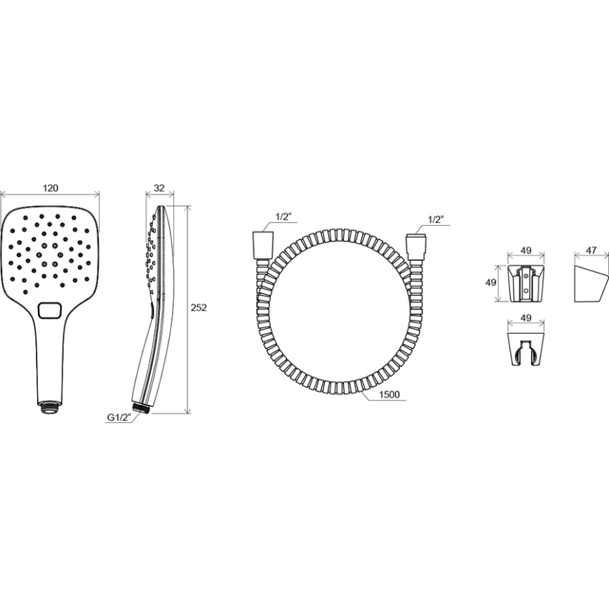 Ravak X07S010 - Shower set, polished chrome