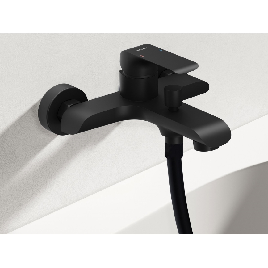 Ravak X07S114 - FLAT Bathtub Set with Matte Black Mixer Tap