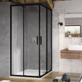 Ravak X1LM70300Z1 - BLIX SLIM 90 x 90 cm four-panel corner shower enclosure, black