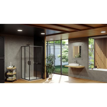 Ravak X1LM70300Z1 - BLIX SLIM 90 x 90 cm four-panel corner shower enclosure, black