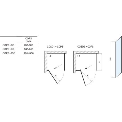 Ravak X9VVA0A00Z1 - COOL Fixed Shower Screen, Polished Chrome