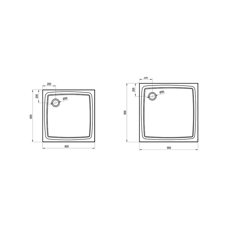 Ravak XA034411010 - PERSEUS Square Shower Tray 80 x 80 cm, White