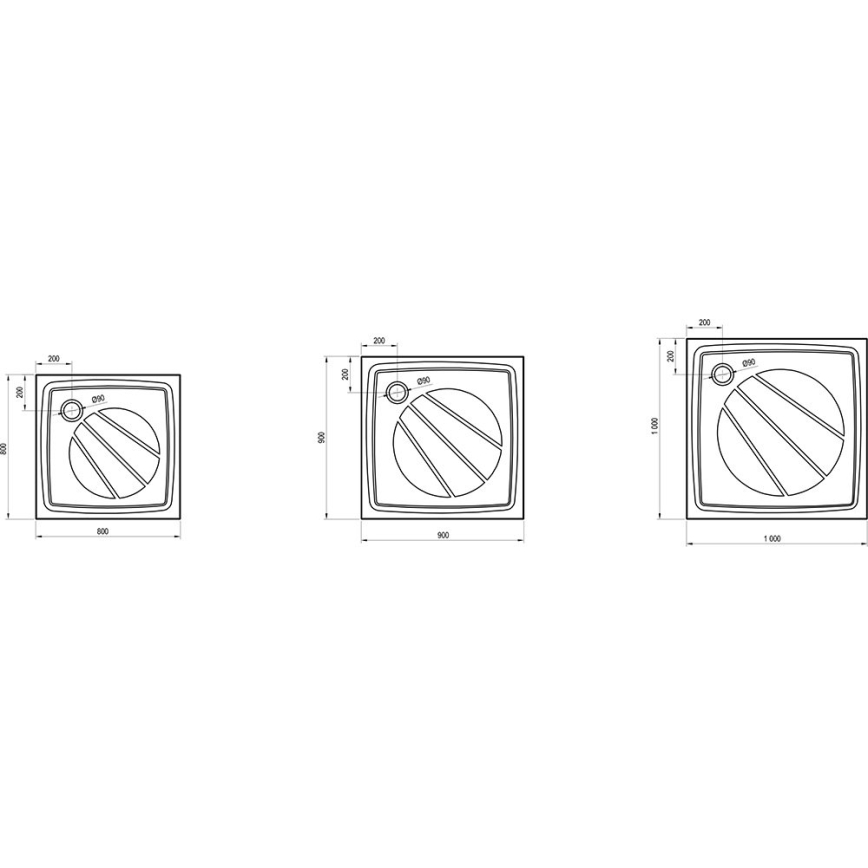 Ravak XA037701010 - PERSEUS 90 x 90 cm Square Shower Tray, White