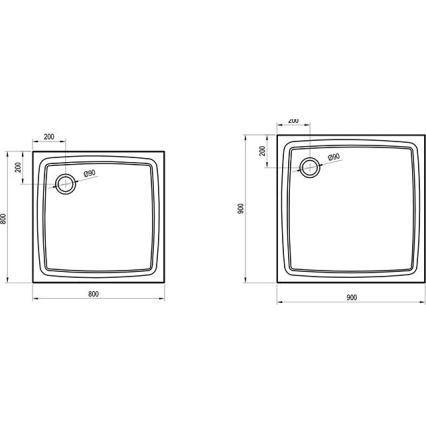 Ravak XA037711010 - PERSEUS Square Shower Tray 90x90 cm White