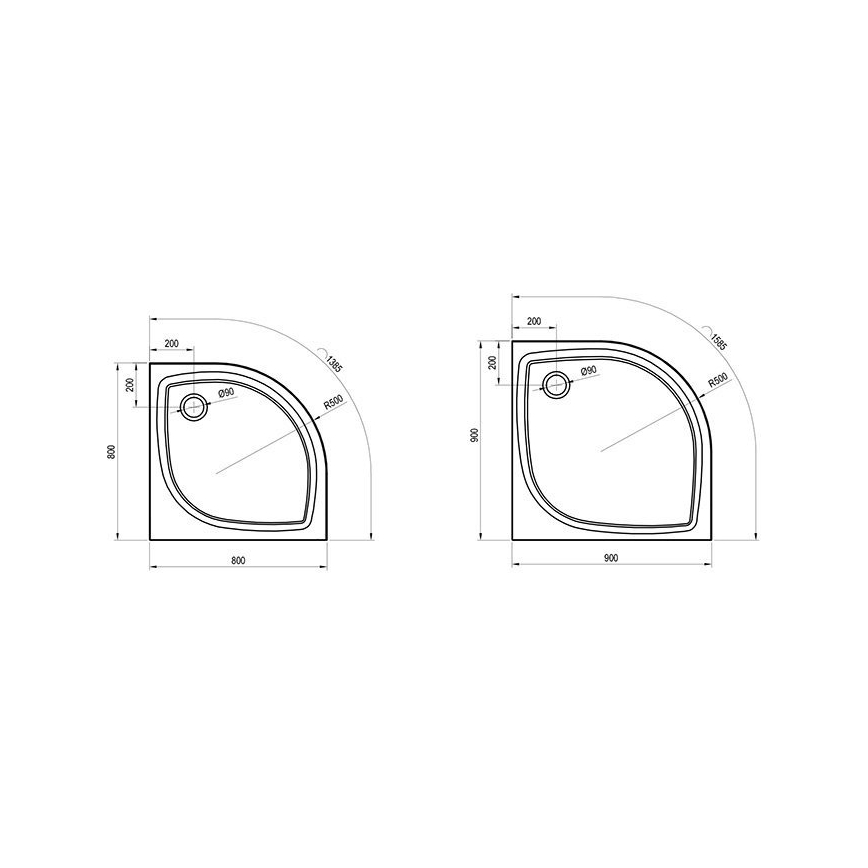 Ravak XA237711010 - ELIPSO quadrant shower tray 90x90 cm white