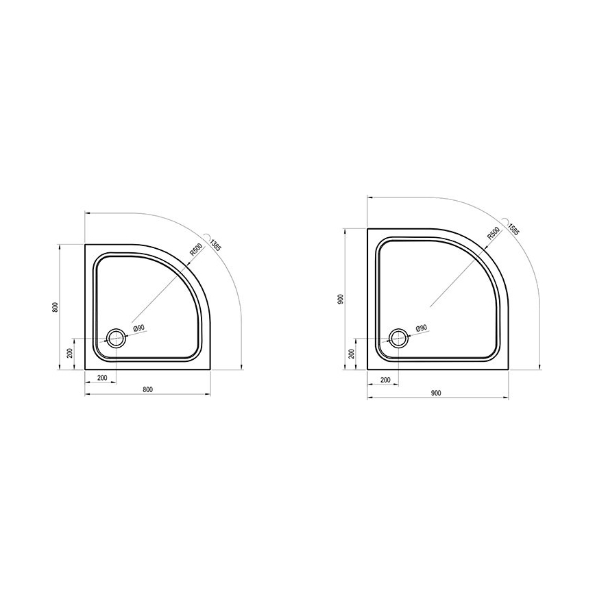Ravak XA244401010 - ELIPSO Quadrant Shower Tray 80x80 cm White