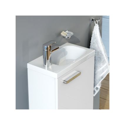 Ravak XJGL1100000 - CHROME wall-hung basin 40 x 22 cm cast marble/white