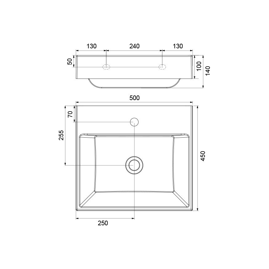 Ravak XJO01250000 - NATURAL wall-hung basin 50x45 cm, cast marble/white