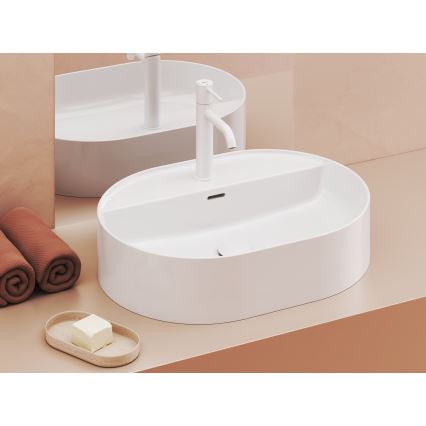 Ravak XJX01155003 - CERAMIC SLIM 55x40 cm Countertop Washbasin, Ceramic/White