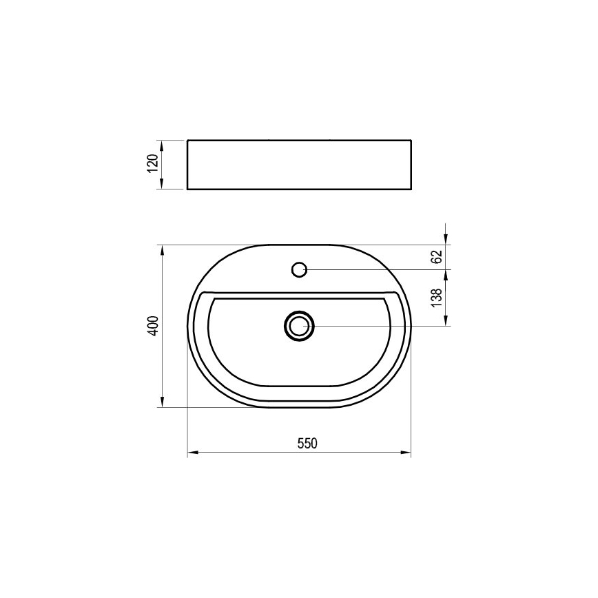 Ravak XJX01155003 - CERAMIC SLIM 55x40 cm Countertop Washbasin, Ceramic/White