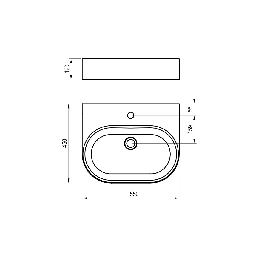 Ravak XJX01155004 - CERAMIC SLIM Countertop Basin 55x45 cm, ceramic/white