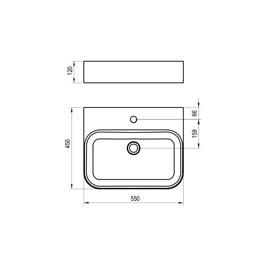 Ravak XJX01155006 - CERAMIC SLIM Countertop Basin 55 x 45 cm, ceramic/white