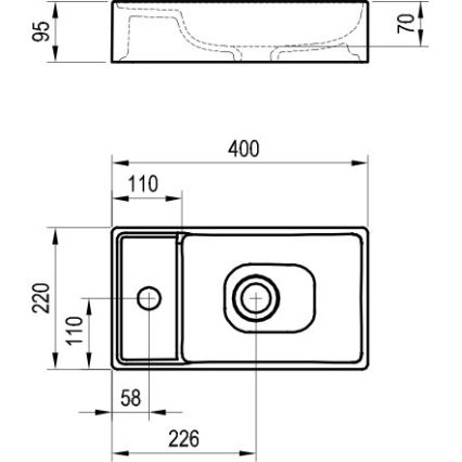 Ravak XJX01240000 - VEDA SLIM countertop washbasin 40 x 22 cm ceramic/white