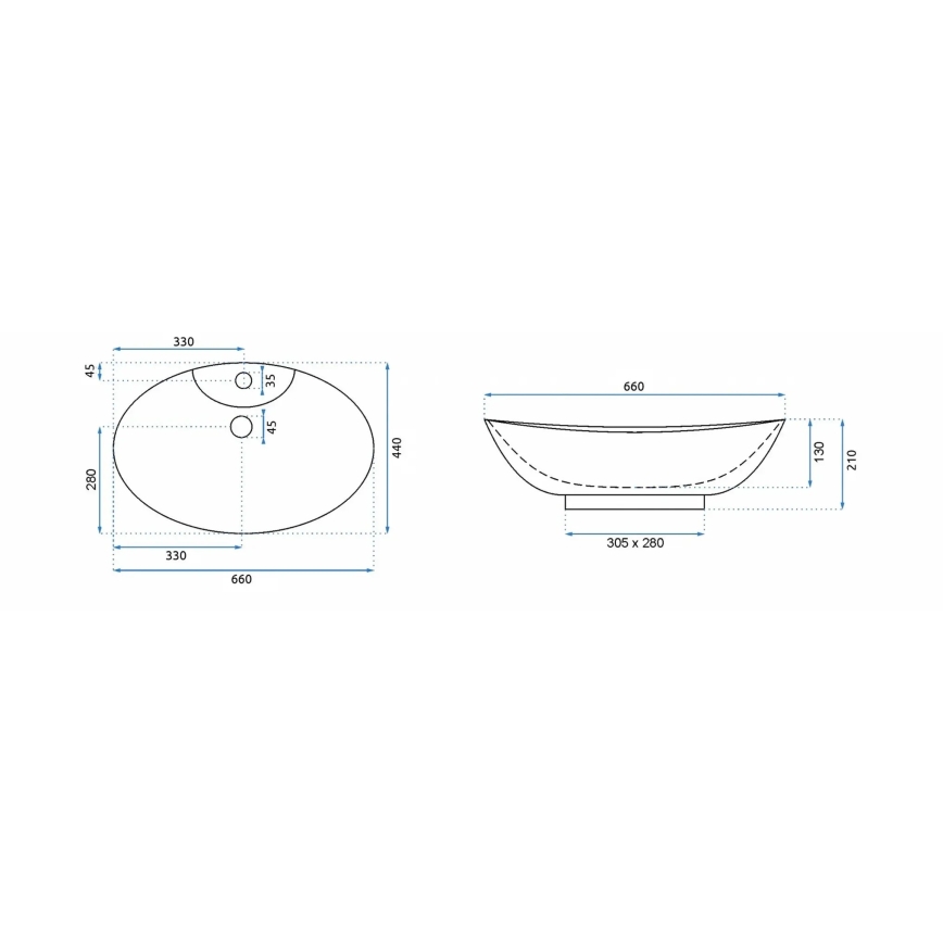 REA-00692 - Countertop washbasin ROSA 44x66 cm ceramic/glossy white