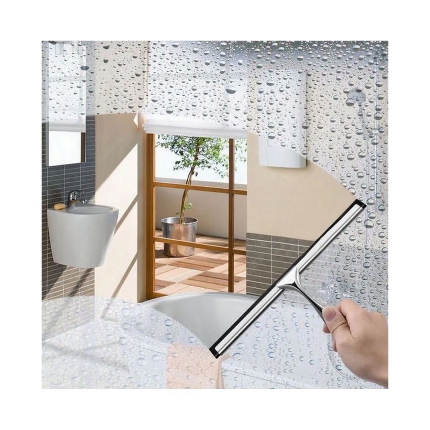 REA-70000 - Polished Chrome Glass Squeegee with Holder