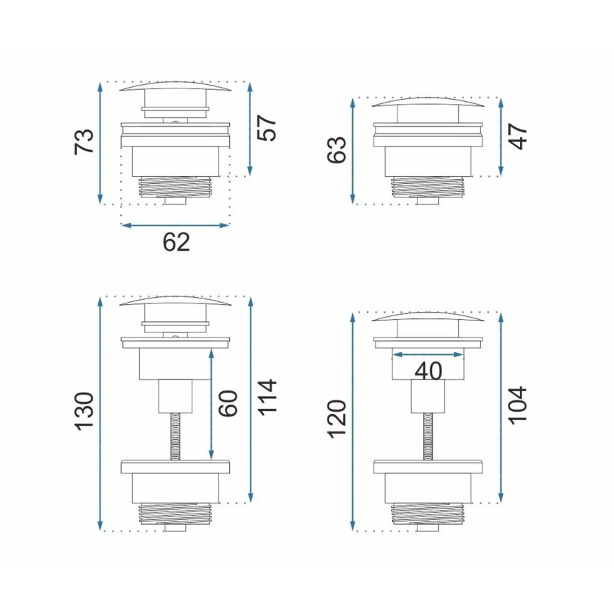 REA-A5632 - CLICK-CLACK basin pop-up waste Ø 6.4 cm, brushed copper