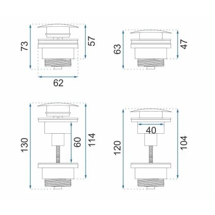 REA-A8110 - Click-Clack washbasin waste, Ø 6.4 cm, gold