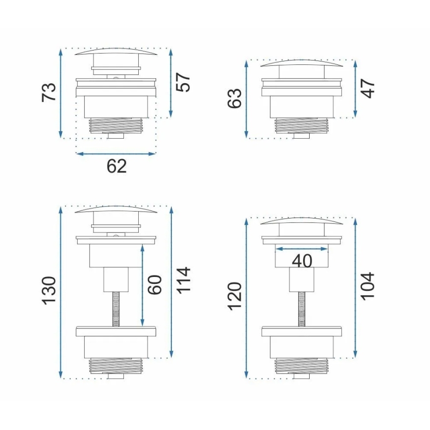 REA-A8110 - Click-Clack washbasin waste, Ø 6.4 cm, gold