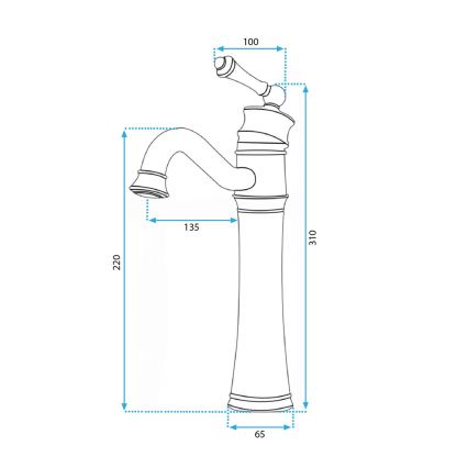 REA-B0227 - VINTAGE OLD 31 cm Black Washbasin Faucet
