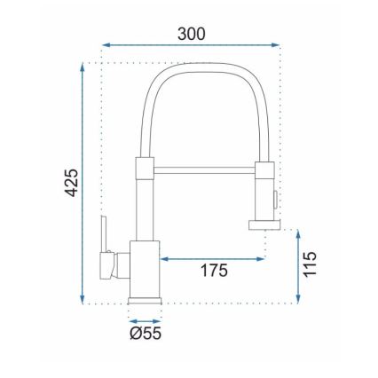 REA-B0417 - COLIN Sink Faucet with Pull-Out Spray, 42.5 cm, Nickel