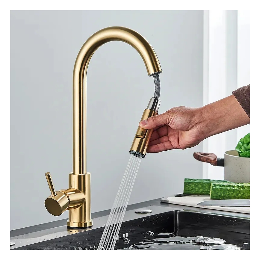 REA-B0669 - FRESH pull-out kitchen faucet, 39.5 cm, gold