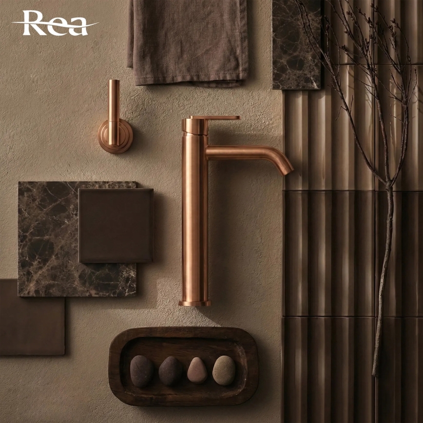 REA-B0971 - ONTARIO 30 cm washbasin faucet, brushed copper