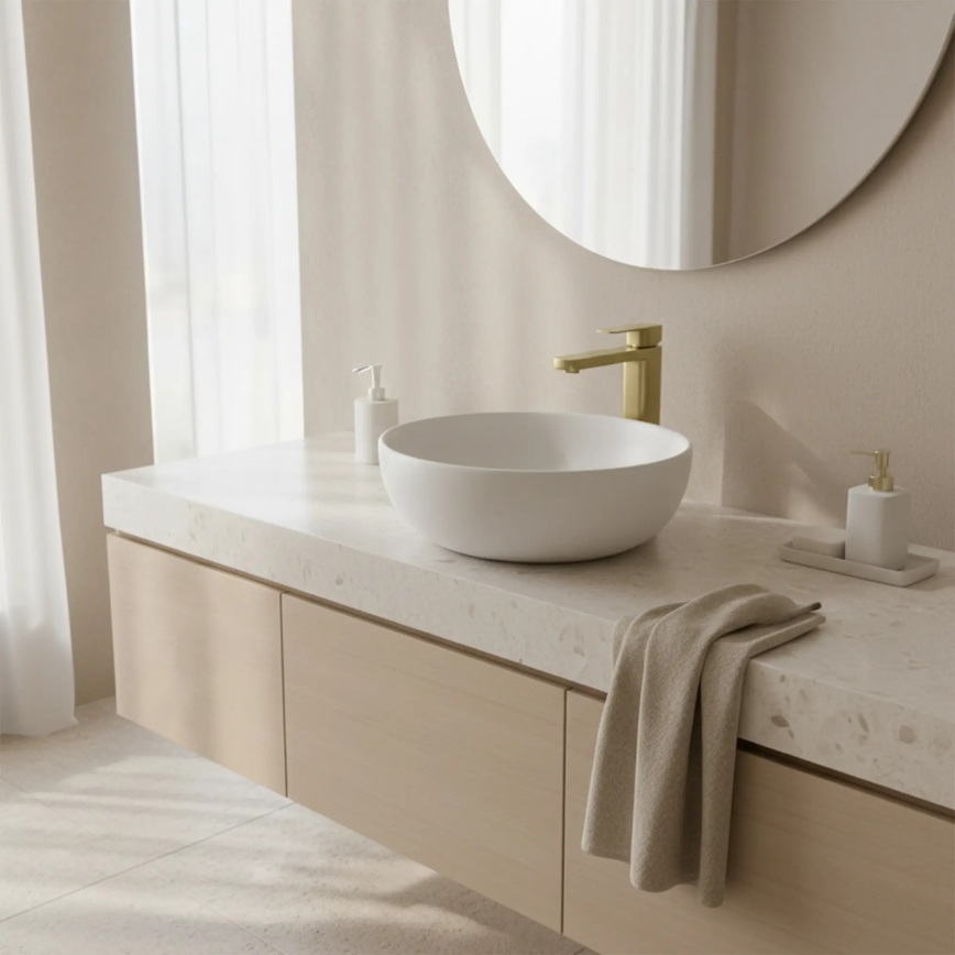 REA-B0977 - ARLO 30 cm Basin Mixer Tap, Brushed Gold