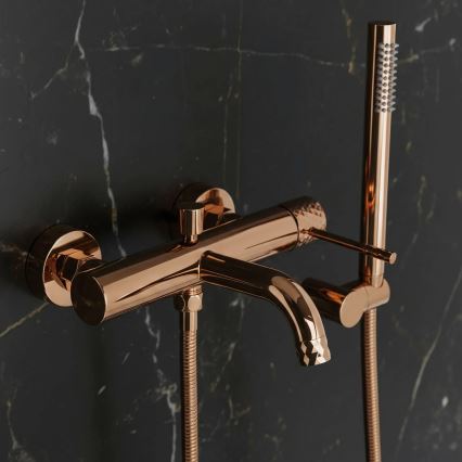 REA-B0980 - LUNGO DIAMOND Bathtub Set, Brushed Copper