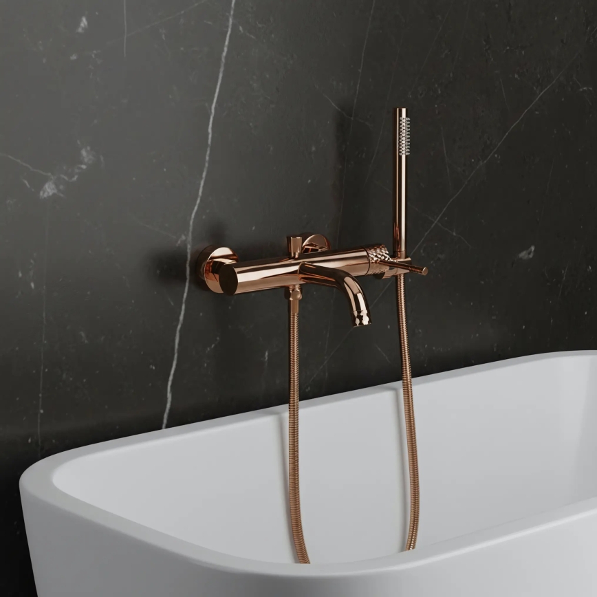 REA-B0980 - LUNGO DIAMOND Bathtub Set, Brushed Copper