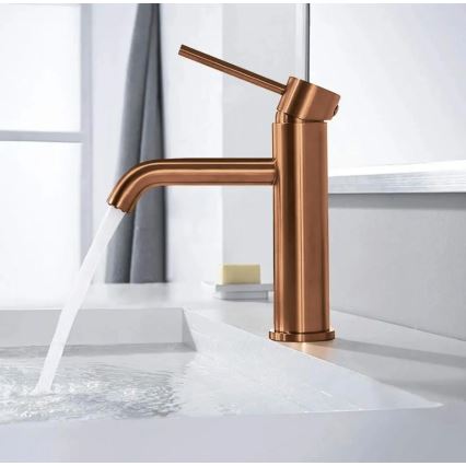 REA-B1112 - LUNGO 16,5 cm washbasin faucet brushed copper