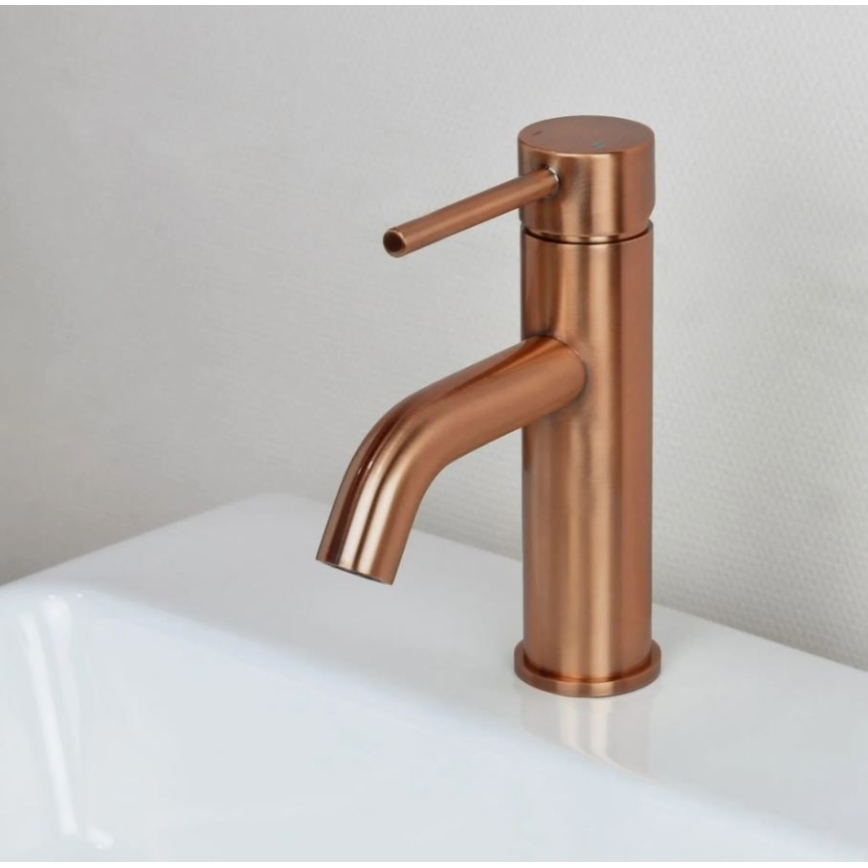 REA-B1112 - LUNGO 16,5 cm washbasin faucet brushed copper