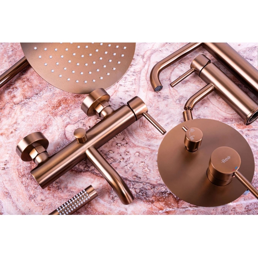 REA-B1112 - LUNGO 16,5 cm washbasin faucet brushed copper