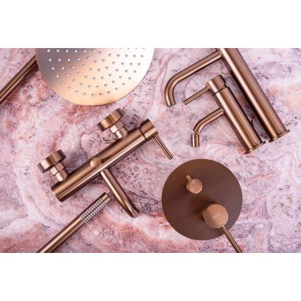 REA-B1112 - LUNGO 16,5 cm washbasin faucet brushed copper