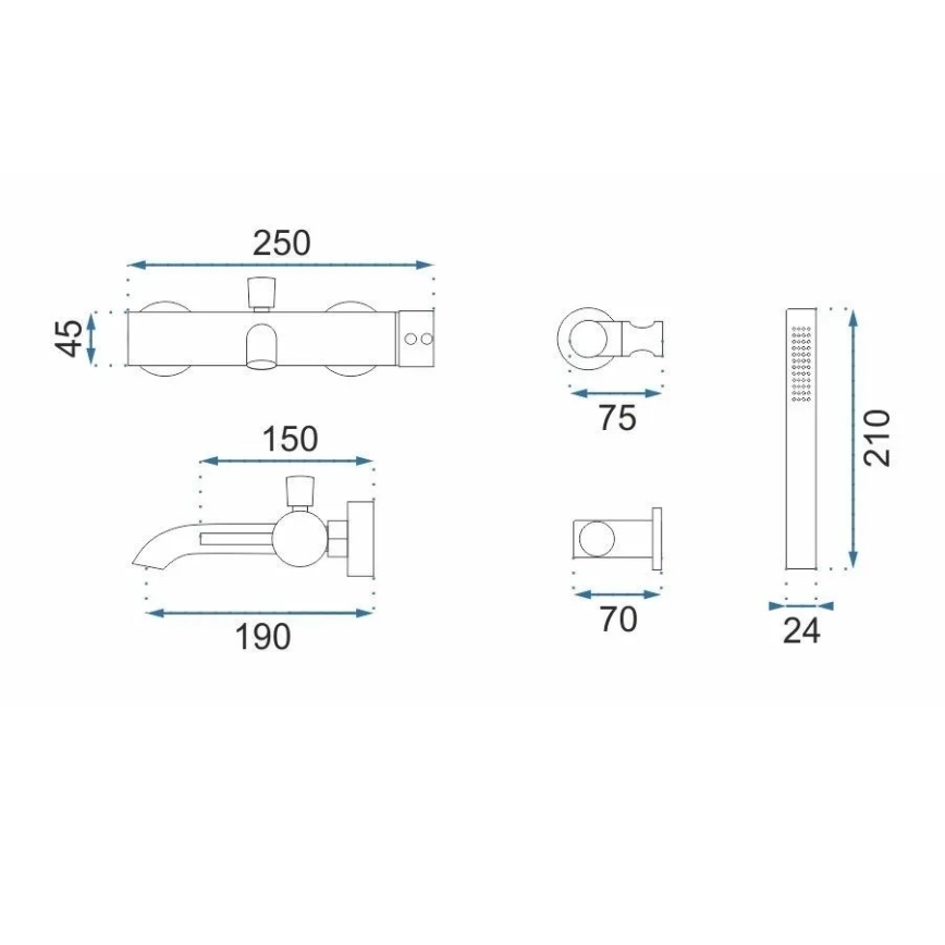 REA-B1115 - LUNGO Bathtub Set, Brushed Copper
