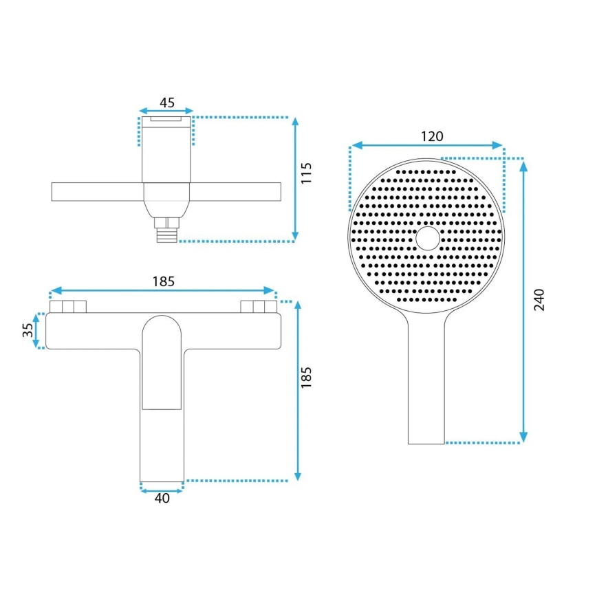 REA-B1128 - AVALON Black Bathtub Set