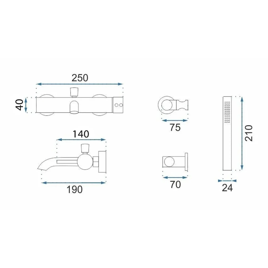 REA-B2352 - LUNGO Bathtub Set, Titanium
