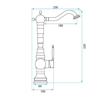 REA-B2500 - VENICE 32 cm Brushed Gold Basin Faucet