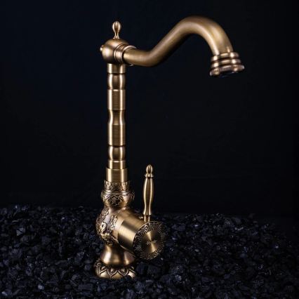 REA-B2500 - Washbasin Faucet VENICE RETRO 32 cm Brushed Gold