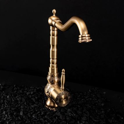 REA-B2500 - Washbasin Faucet VENICE RETRO 32 cm Brushed Gold